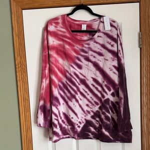 NWT Lane Bryant Livi Active Pink and Purple Tie-Dye Sweatshirt size 22/24